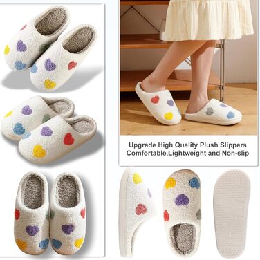 Теплі жіночі домашні тапочки TOPALL з пухом, зимові, м'які, антиковзкі для жінок/чоловіків/унісекс, кольорове кохання, 38/39 EU