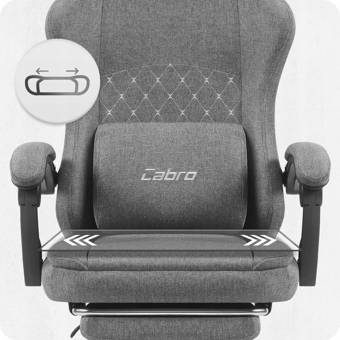 Ігрове крісло Cabro C503 сіро-чорне з підніжкою та подушками