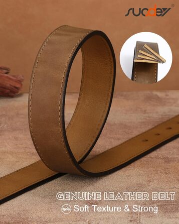 Жіночий шкіряний ремінь SUOSDEY вінтажний, коричневий, ширина 3.3 см, для джинсів, штанів, суконь, золота/срібна пряжка, розмір 68-80 см