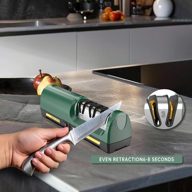 Електричний точило для ножів 3 ступені алмазних шліфрісків, 15° прецизійна кутова направляюча, для заточування та полірування сталевих та керамічних кухонних ножів, 120/600/1000 гріт