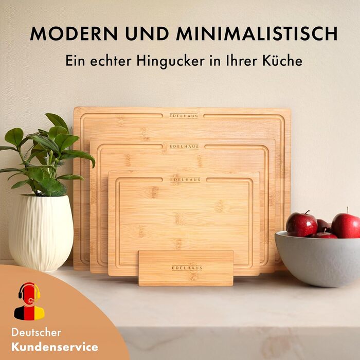 Набір дерев'яних обробних дощок 3 шт. (40x30см / 33x24см / 26x18см) з масиву акації, 2 см товщиною. Обробні дошки для кухні з жолобом для соку. Стильний набір дерев'яних дощок для нарізання, бамбукові дошки