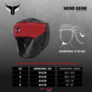 Mytra Fusion Headgear Boxing Headguard with Adjustable Strap - MMA, Muay Thai, Sparring, Karate - Black/Red
