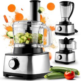 Кухонна машина ProfiCook 3-в-1: міксер, кухонний комбайн, соковитискач, 1200 Вт, 11 насадок, плавне регулювання, модель PC KM 1063