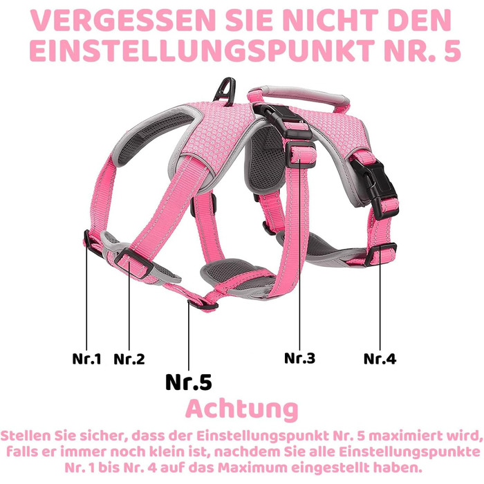 Шлейка для собак BELPRO, багатоцільова, антизламання, без тяги, світловідбиваюча, регульована, з міцною ручкою, для великих/активних собак (L) (1 шт, Рожевий)