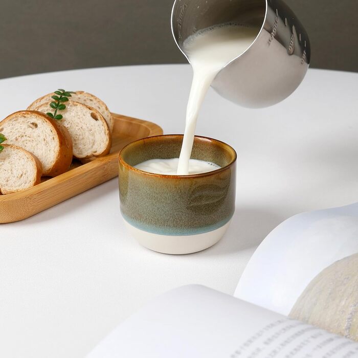 Набір керамічних чашок для еспресо Demitasse, двостінних, 4 шт. по 60 мл, глазуровані (блакитний колір)