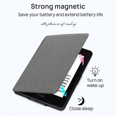 Чохол для Kindle 6 дюймів (2022 та 2024) ERUNTO: TPU з текстурою тканини, ремінь, магнітна кришка, Smart Wake/Sleep, вітрильник