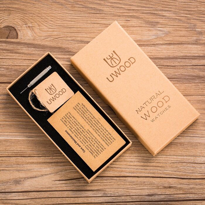 Чоловічий дерев'яний годинник Uwood серії Uw1001zebrablack: ручне виробництво, кварцовий механізм, аналоговий стиль, римські цифри, сандалове дерево, вінтажний дизайн