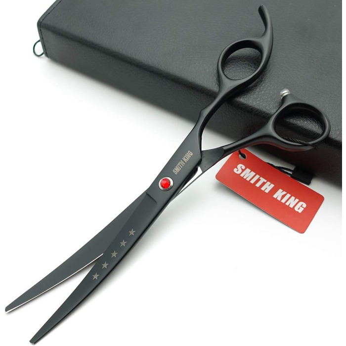 Набір ножиць для грумінгу собак 7 дюймів: прямі та витончені ножиці, 4 шт. (чорний)