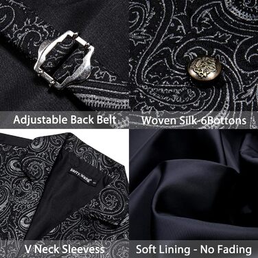 Жилет чоловічий Вікторіанський Стимпанк Готичний з Пайслі. Чорний/Сріблястий. Для вечірок, Halloween, формальних заходів