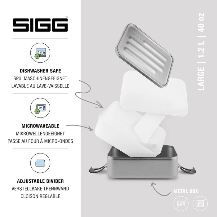 SIGG - Alu Lunchbox Plus - Lunchbox with Compartment - Award-Winning - Dishwasher Safe & Microwave Safe - Absolutely Leakproof - Featherlight - BPA-Free