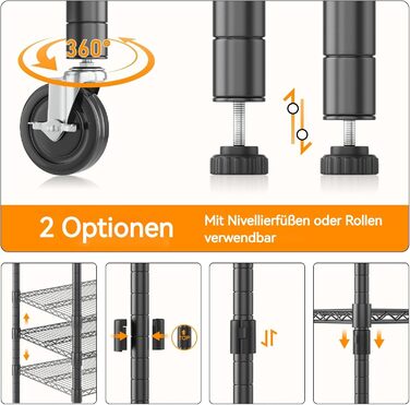 Himimi 5-Tier Rolling Wire Shelving Unit