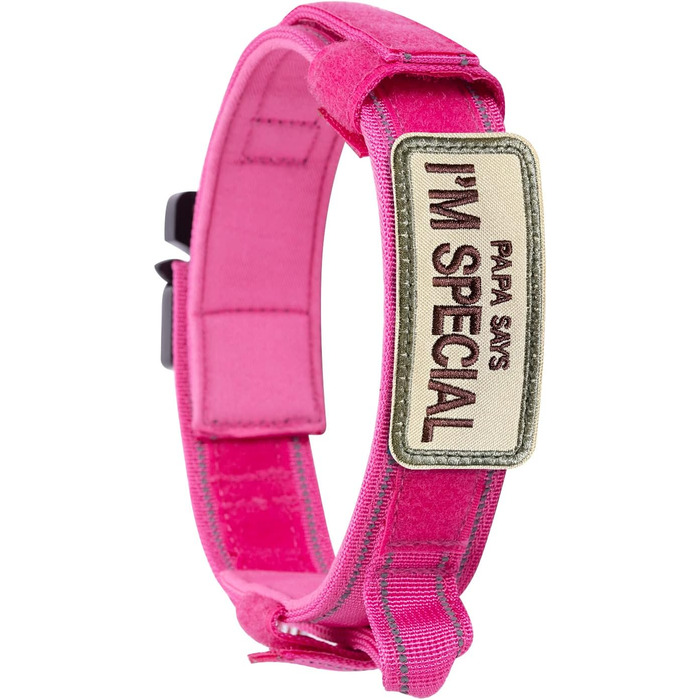 Тактичний нашийник для собак з ручкою, регульований, нейлон, з м'якою підкладкою, металева застібка, для середніх та великих собак, для тренувань, на відкритому повітрі, рожевий, M, рожевий