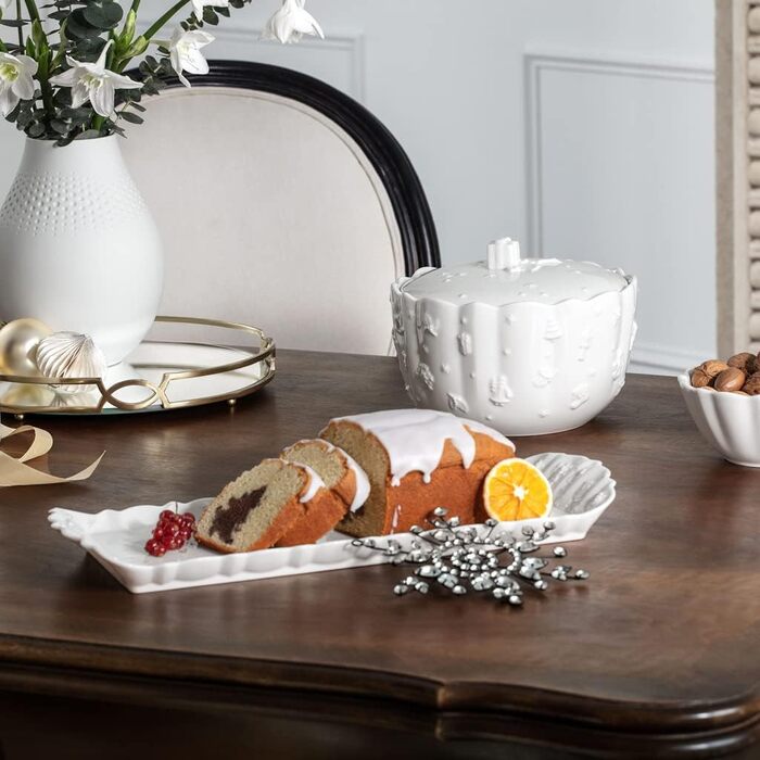 Villeroy & Boch – Toy's Delight Royal Classic Cake/Torte Plate White, Dishwasher-Safe, Microwave-Safe, Rectangular Serving Plate for Christmas, Serving Platter, Premium Porcelain