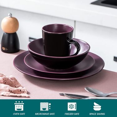 Набір посуду Vancasso BACCHE 16-частинний, кераміка, для 4 осіб, стиль Vintage, колір Ягода