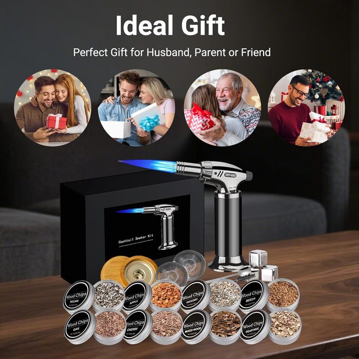 Набір для копчення віскі RoseFlower Nostalgie: для віскі, бурбону, стейку, риби та сиру. Копчення для дому, саду, грилю. Подарунок на День батька