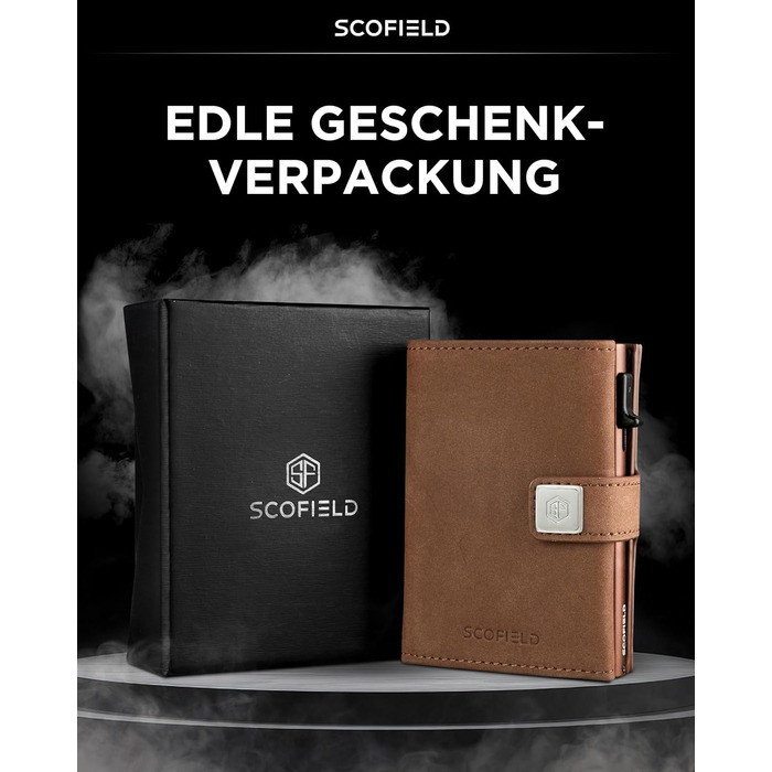 Чоловічий гаманець SF SCOFIELD з відділенням для монет | Тонкий гаманець на 9-11 карт | RFID захист | Гаманець-картхолдер | Гаманець для чоловіків | Smart Wallet | Елегантний дизайн | Vintage Brown - Caramel Brown