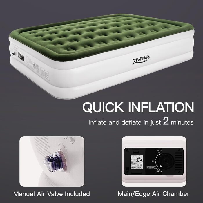 Надувний матрац для 2 осіб 203x152x40 см з електричним насосом, самонадувний, для дому