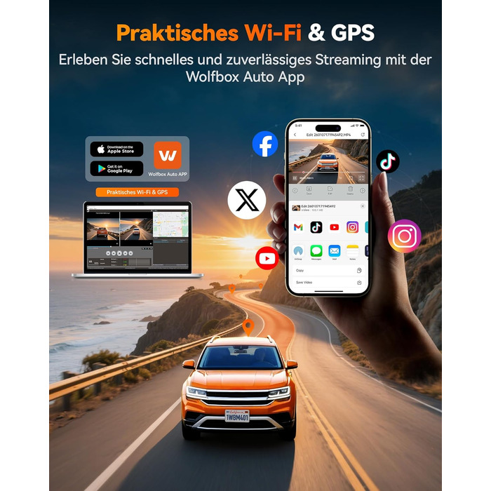 Відеореєстратор-дзеркало WOLFBOX M40 10