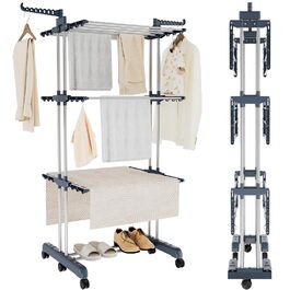 Клатковий сушильник для білизни Turm з 6 крил та 2 обертовими бічними крилами - сірий S