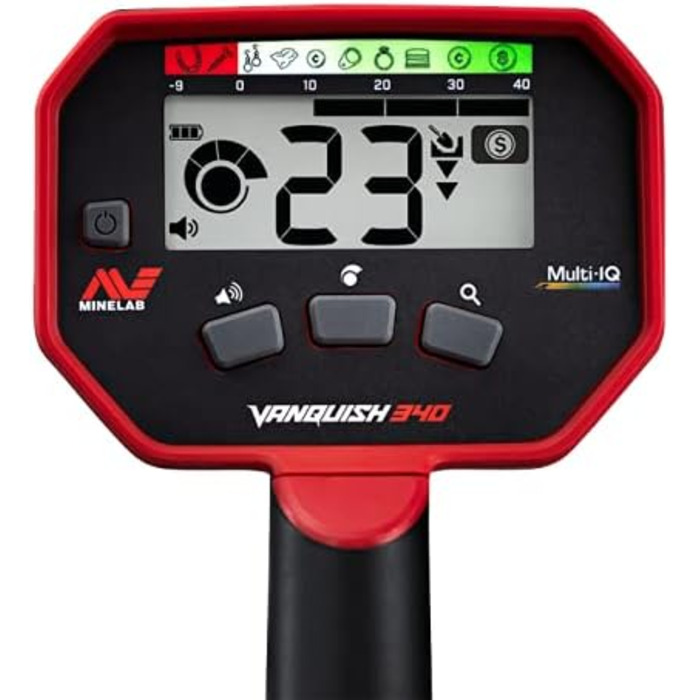 Металодетектор Minelab Vanquish 340 - багаточастотний, для дорослих, з водонепроникною котушкою V10 30x21 см (3 режими пошуку)