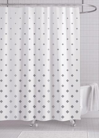 Штора для душу YOUNG DA текстильна біло-сіра з малюнком 