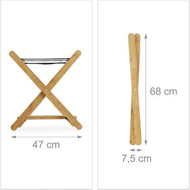 Relaxdays Bamboo Suitcase Stand, Folding, for Suitcases & Travel Bags, 2 Shelves, Luggage Rack, HBT 53 x 68 x 47 cm, Natural, 1 Piece
