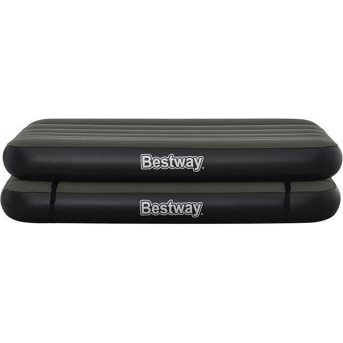 Надувний матрац Bestway TriTech Connect and Rest 3-в-1 | Міцний матеріал | Регульовані пряжки | 2 матраци в комплекті | Сірий колір | 188 x 99 x 25 см