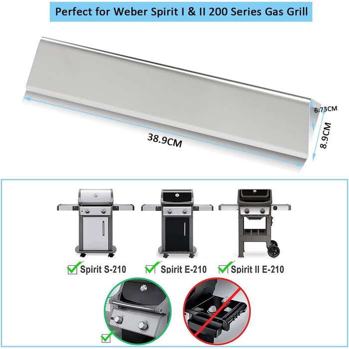 Заміна шампурів для гриля Weber Spirit I & II 200, Spirit E-210, E-220, S-210, S-220 (з передніми кнопками управління) - нержавіюча сталь