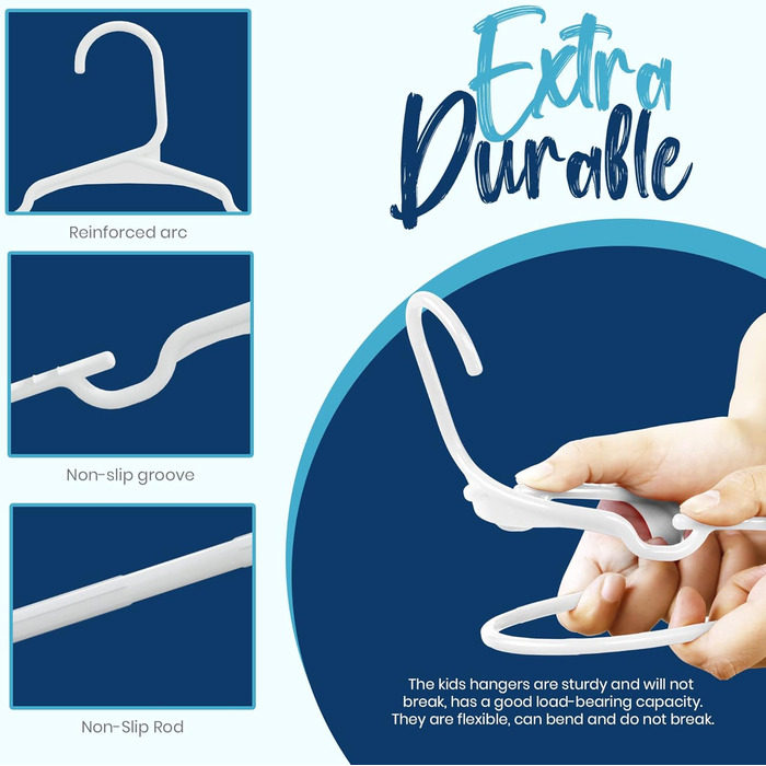 40 вешалок для дитячого одягу Utopia Home: білі, пластикові, 11,5 см - для шафи, щоденне використання