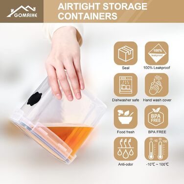 Набір контейнерів для зберігання GoMaihe (16 шт.) - чорний. Контейнери для продуктів з кришкою, герметичні, з пластику. Органайзер для кухні, для круп, борошна, цукру.