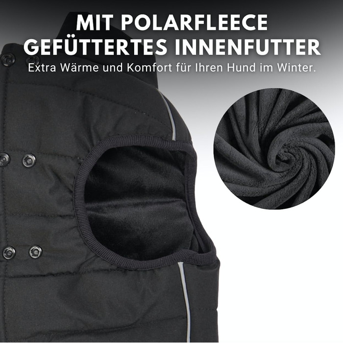 Spark Paws Warmshield™ Dog Jacket Winter Coat, Warm Fleece, Water-Resistant, Windproof, Reflective Vest, Suitable for Medium and Large Dogs, Cold Protection Snow Jacket Parka - Black - M