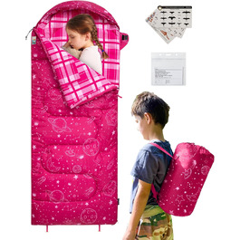 KingCamp Kids Sleeping Bag - Winter Warmth, 3-4 Season Comfort for Camping & Trekking - 170x70cm, 7°C Rating, Adjustable Length