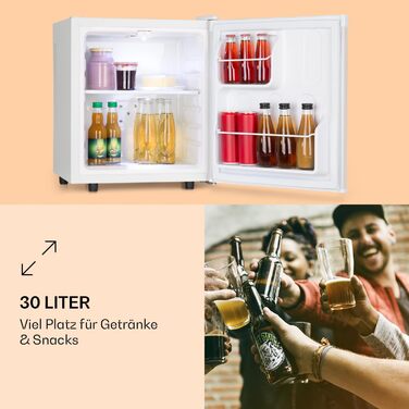 Міні-холодильник Klarstein Silent Cool: компактний міні-бар на 30 літрів з регулюванням температури (4.5-15°C), тихий (24dB), білий