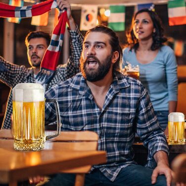 Набір з 2 скляних кружок для пива на 580 мл з ручкою, Elysia