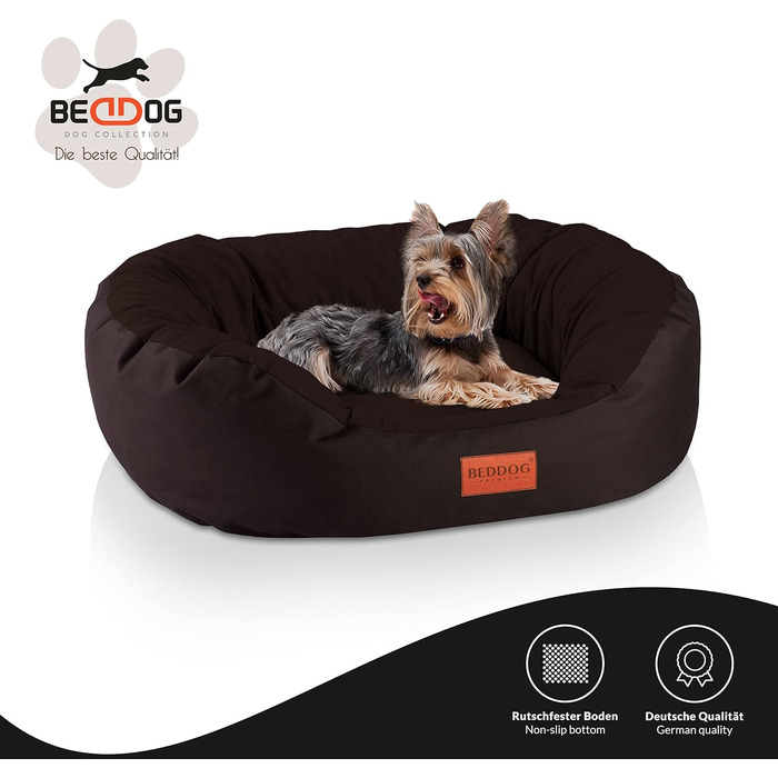 Льожа для собак середніх порід - BedDog: кілтрум, корзина, диван, ліжко для собак (65x55x21 см, коричневий)