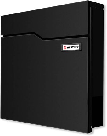 Поштова скринька настінна Metzler Hoffmann чорна (RAL 9005) з табличкою для імені та відділенням для преси, металева, порошкове покриття