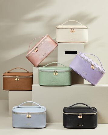 Велика косметичка для жінок: водонепроникна дорожня косметичка з відділеннями (Бежевий)