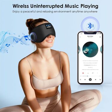 Маска для сну Musicozy з навушниками Bluetooth | 100% затемнення, для подорожей, релаксації | Подарунок для чоловіків та жінок