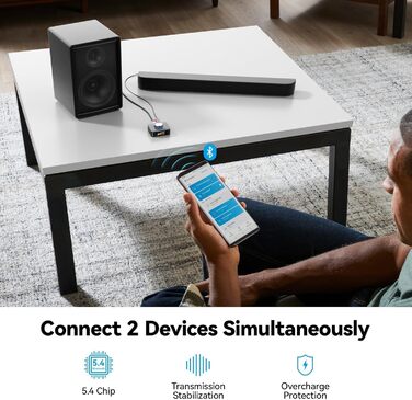 Bluetooth аудіоприймач GlasFlength: HiFi стереосистема з низькою затримкою, Aux 3.5mm RCA, для TV/Лауншпекерів/ПК