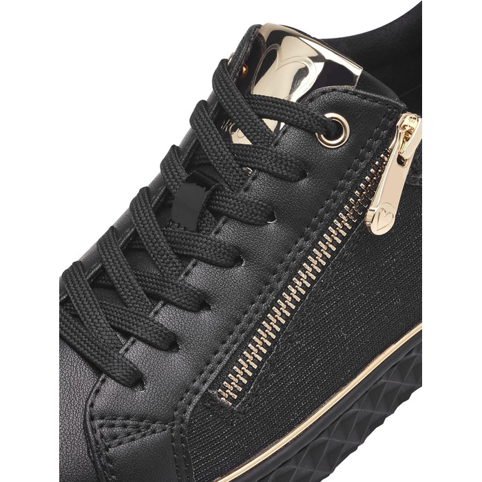 Чорні жіночі кросівки MARCO TOZZI на плоскій підошві з блискавкою, веганський матеріал, 37 EU