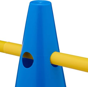 Набір перешкод Relaxdays для собак: 12 пілонів та 6 стійок, для аджиліті та футбольного тренування, блакитно-жовтий