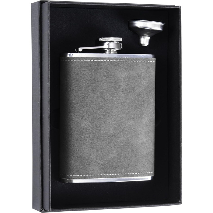 Фляга з гравіюванням, набір фляг з горнятком та воронкою, персоналізовані подарунки (8oz/237ml, коричнева) (8 oz, сіро-гольф)