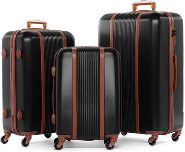 Набір валіз FERGÉ Milano 3 шт. з жорстким корпусом (Handgepäck, L, XL) | Чорний, ABS | 4 колеса