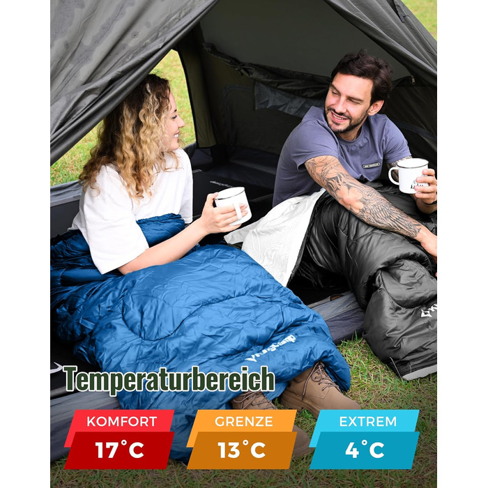 KingCamp 3-Season Sleeping Bag - Lightweight, Water-Resistant & Warm for Adults & Kids - Camping & Outdoor Use