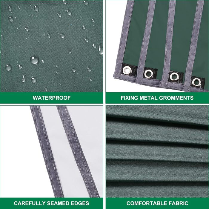 Тент для кемпінгу WADEO, 4x3 м, водовідштовхувальний, з кілочками та мотузками, ультралегкий, для відпочинку на природі, хакі (зелений)