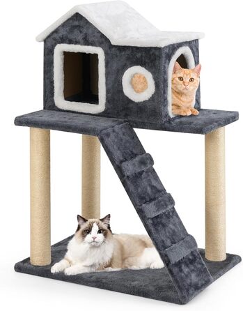 Драбина-кіготь для котів SOARS, 90 см, сірий котячий будиночок з сизалю