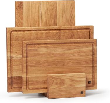 Cutting and Serving Board made of high-quality oak, 35 x 25 cm in size with juice groove | Antibacterial kitchen board from Europe | Serving board, breakfast board, solid wood board