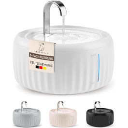 PrettyPaw фонтанчик для котів Aqua Flow Pro (білий) – тихий, BPA-free, 3л з LED та фільтром з активованого вугілля