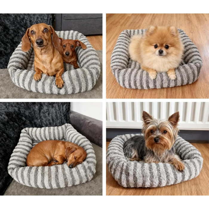 Лежанка для собак середнього розміру, сіра, 64x54x18 см, знімний, зручний, з підвищеними бортиками, з антиковзким покриттям