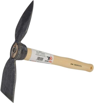 Hand hoe, sturdy forged hoe for the garden, wide and heart-shaped blade, 40cm short ergonomic handle from SHW-FIRE